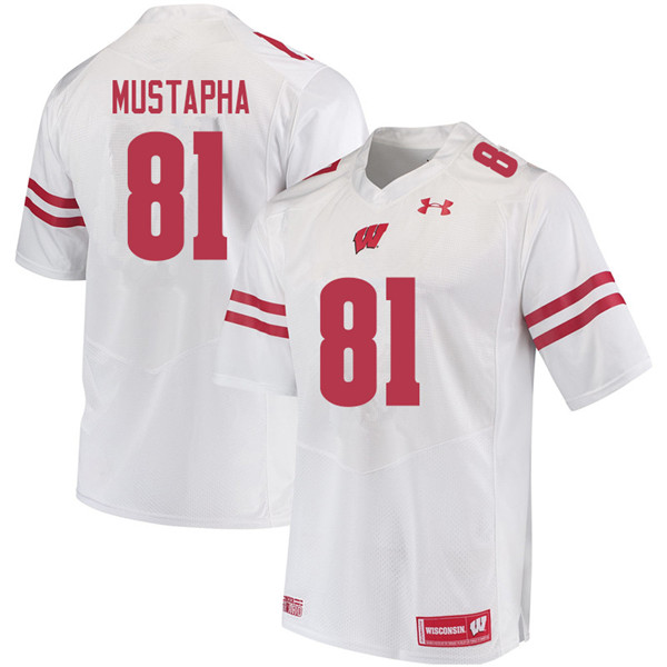 Men #81 Taj Mustapha Wisconsin Badgers College Football Jerseys Sale-White